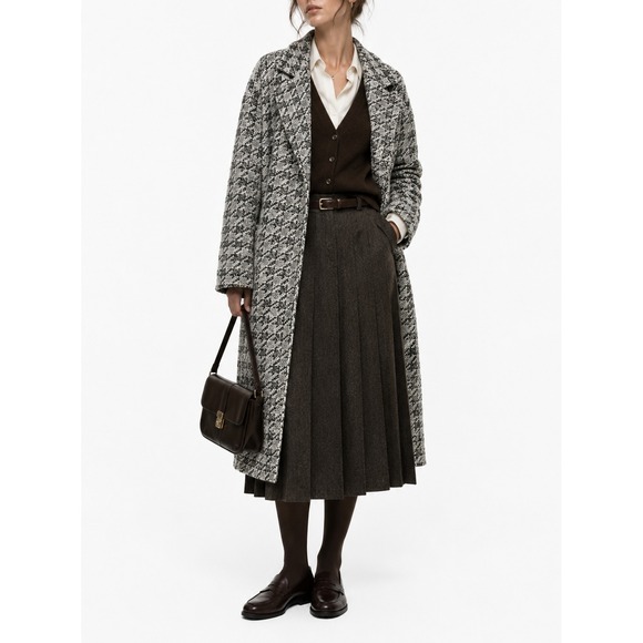 MELLODAY Jackets & Blazers - Women's L Tweed Houndstooth Longline Blazer Coatigan Dark Academia Quiet Luxury